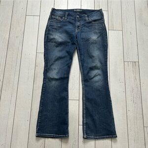 Silver Jeans Womens 31/30 Blue Suki Mid Flare Medium Wash Denim Pockets Logo